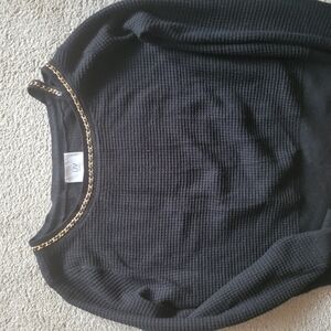 Milano Black Sweater with Gold Chain Detail